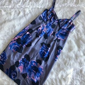 Rebecca Taylor Silk Silver Floral Bustier Dress